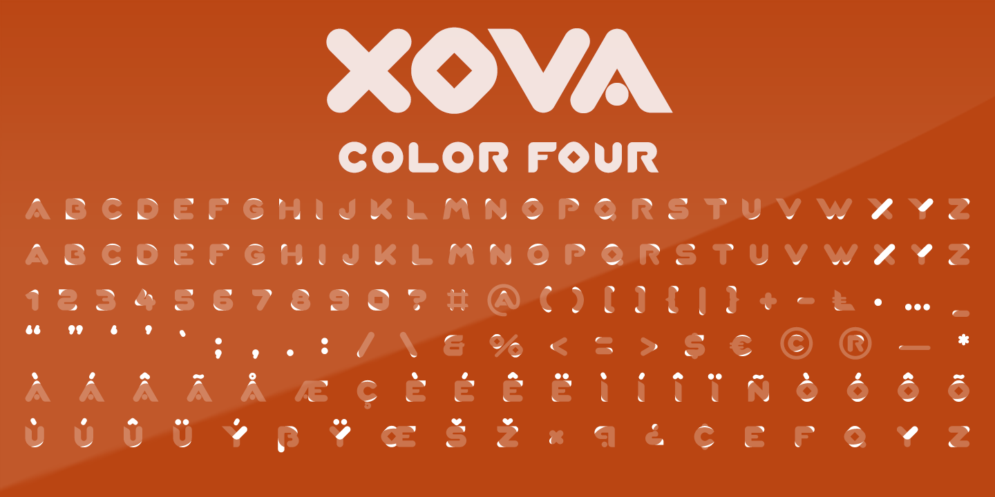Beispiel einer Xova Layered COLOR ONE-Schriftart